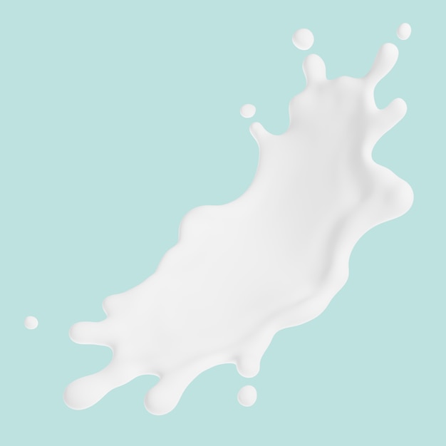 Milk creamy splash isolate 3d render on pastel