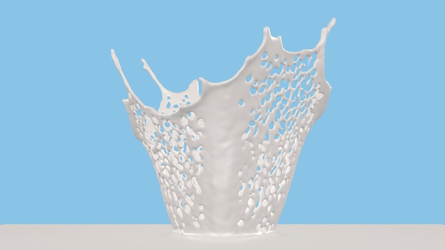 Foto spruzzata della corona di latte, rappresentazione 3d.