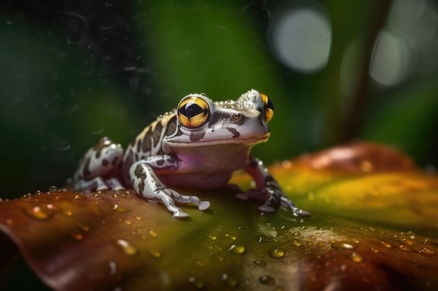 Milk frog in flower Amazonian harmony generative IA