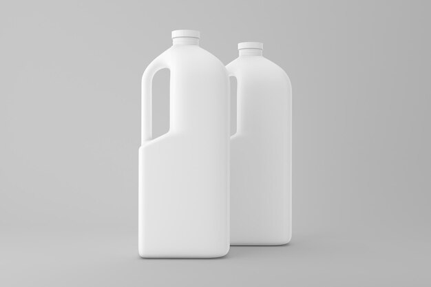 Milk Gallons Front Side Isolated In Grey Background