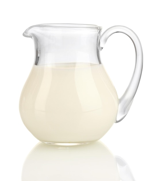 Milk in jug isolated on white