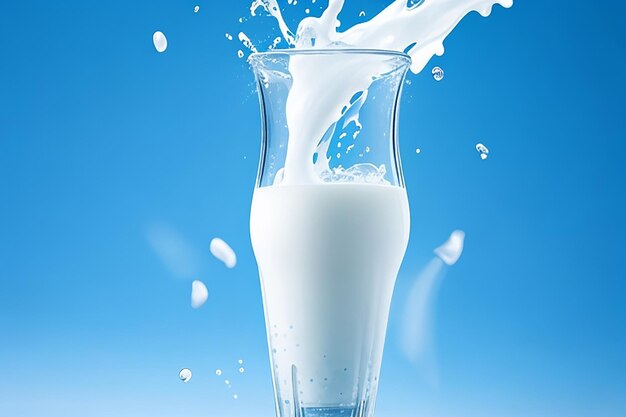 Milk in motion frozen on dark background