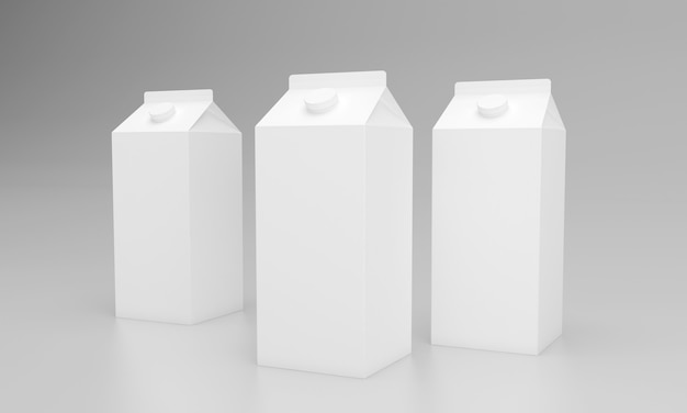 Фото 3d визуализация дизайна упаковки упаковки молока