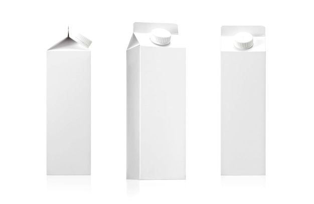 Milk package, pack of juice with blank space for text and graphic design isolate on white 