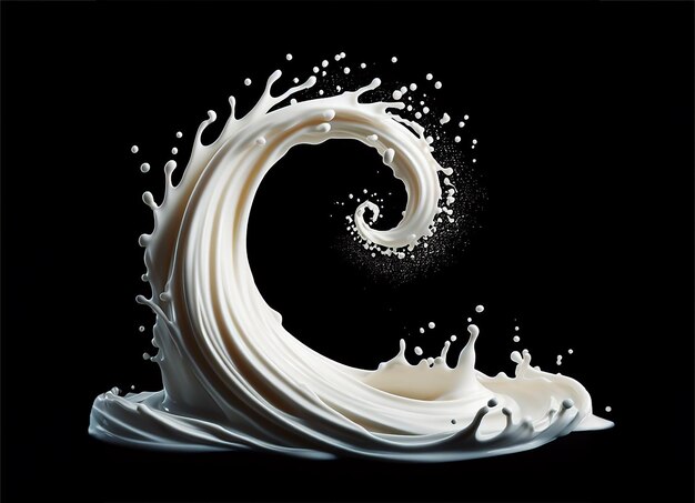 Foto spruzzo di latte isolato su sfondo nero
