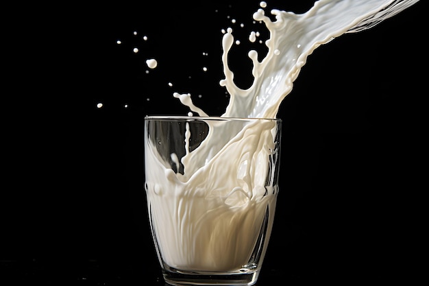 Milk pouring down and making big splashes