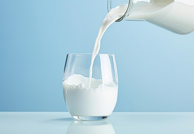 Milk pouring from a jug into a cup 3d rendering
