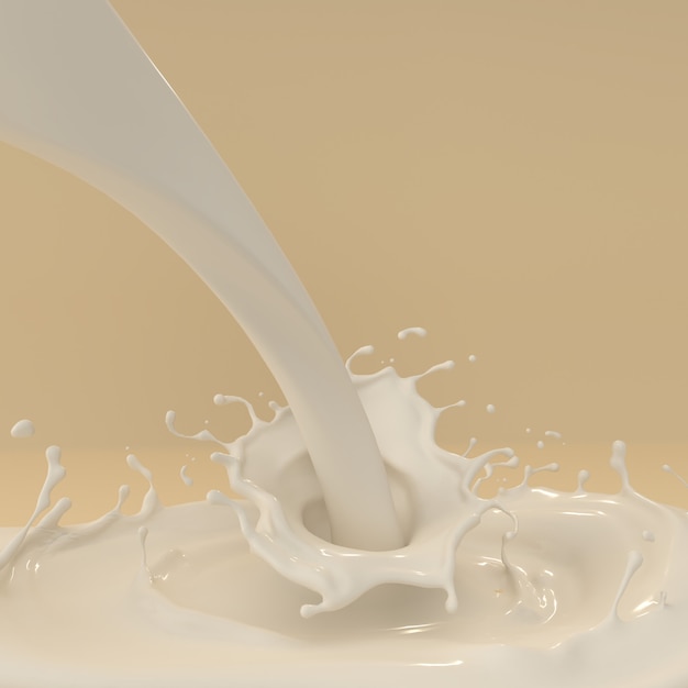 Milk pouring and splashing