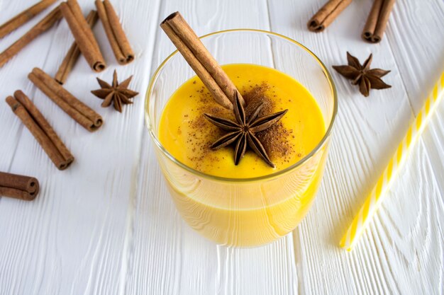 Milk smoothies with pumpkin, cinnamon and anise