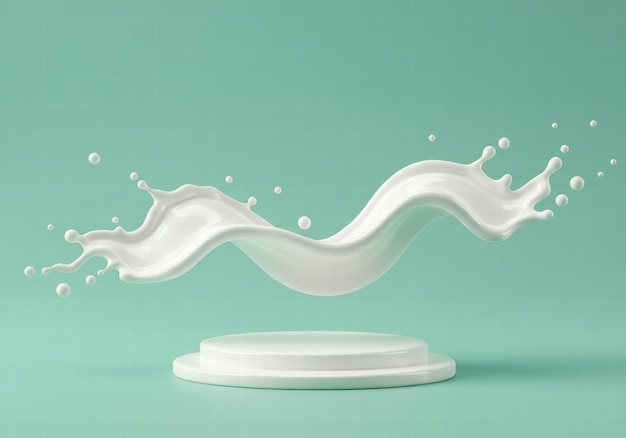 スプラッシュ 3D レンダーミルク