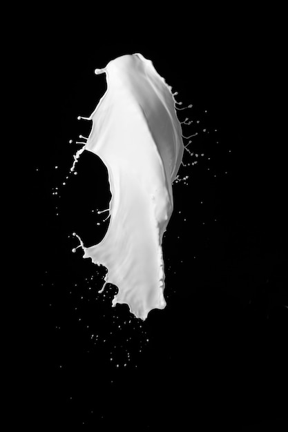 Milk splash against black background