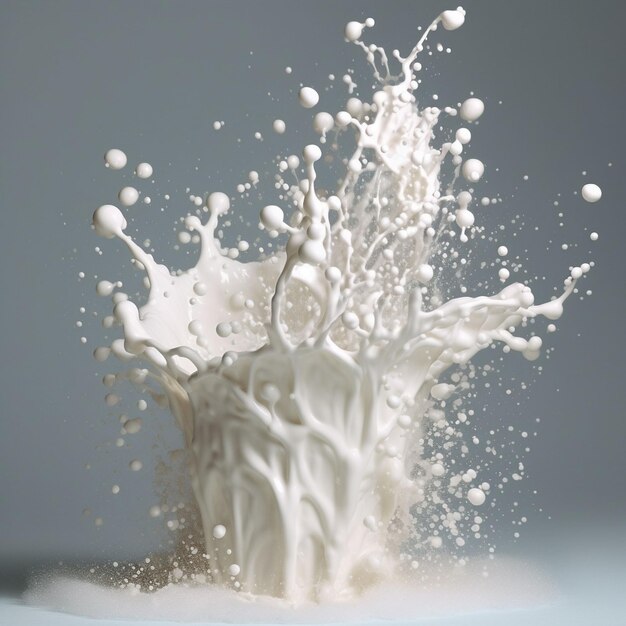 Milk splash flying at isolated