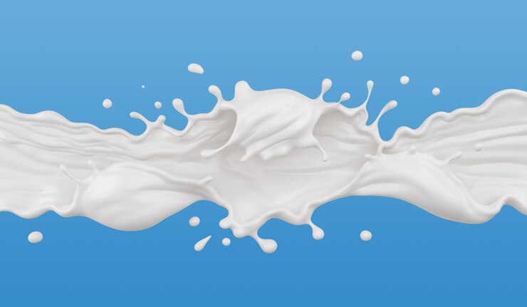 Photo milk splash isolated on background, liquid or yogurt splash, include clipping path. 3d illustration.