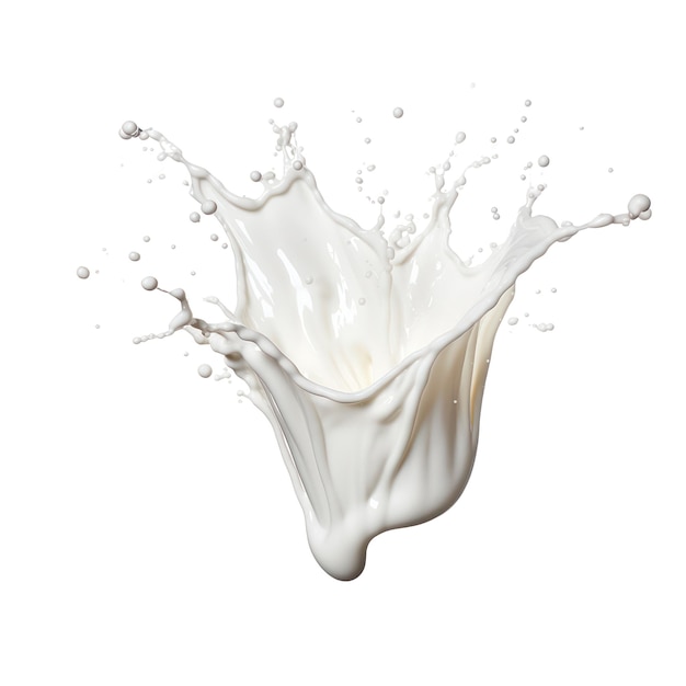 白い透明な背景に分離されたミルク スプラッシュ