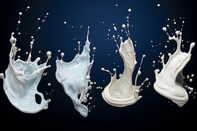 Milk Splash and Pouring Captured Against a Black Background Generative AI