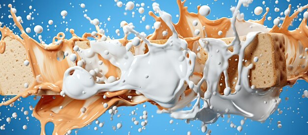 Milk splash seamless pattern on bread