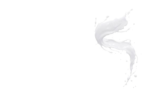 Photo milk splash on white background banner generative ai