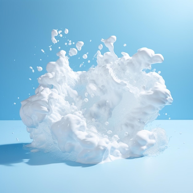 A milk splash with blue background