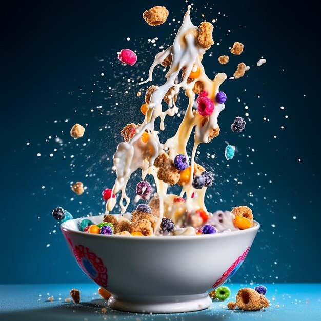 Milk splash with cereal