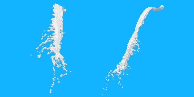 Milk splash with droplets isolated on background. 3d illustration