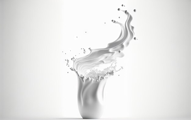 Фото Молочный всплеск с улетающими каплями сплавная корона в белом молоке генерируется ai