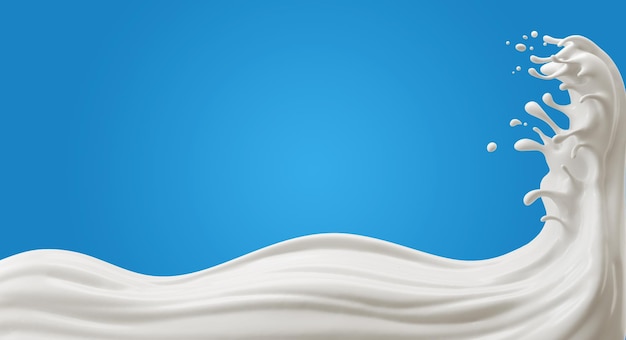 Фото Брызги молока изолированы на синем фоне с обтравочным контуром