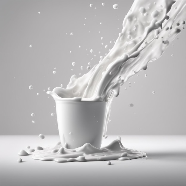 milk splashes realistic composition with isolated image of spluttering white