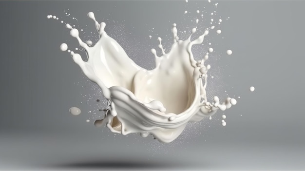 Milk splashing into a white cup Generative ai