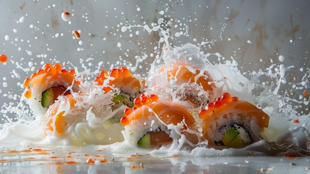 Milk Splashing on Sushi