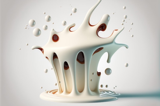 Milk splatters on a white background