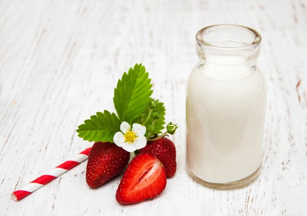 Milk and strawberries