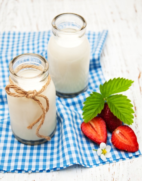 Milk and strawberries