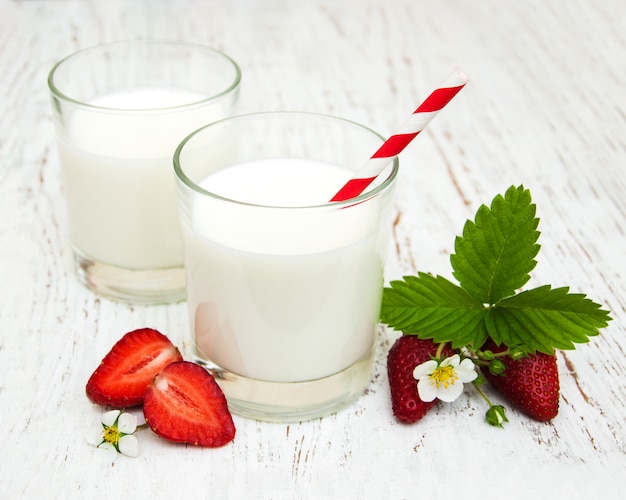 Milk and strawberries