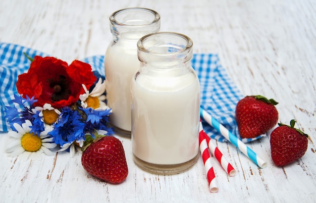 Milk and strawberries