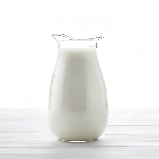 Milk on a table isolated on white background