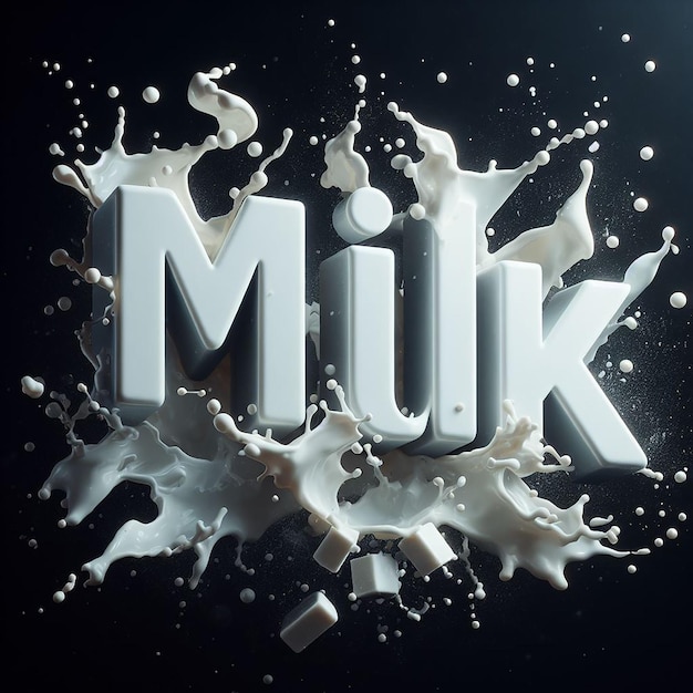 Photo milk text effects with splash of milk background