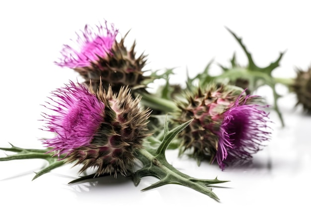 Milk Thistle On White Background Generative AI