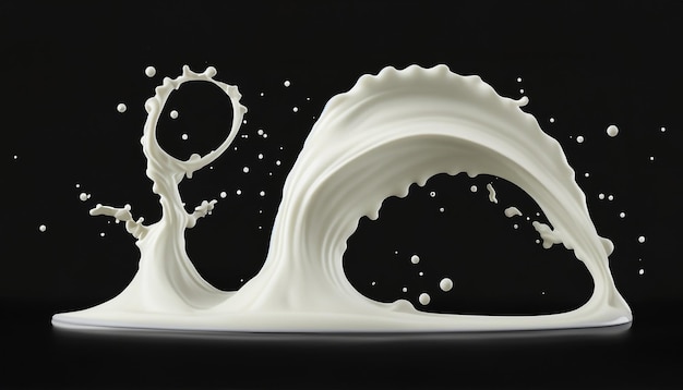 Milk Tornado wave Whimsical Creamy Swirls in 3D Delight