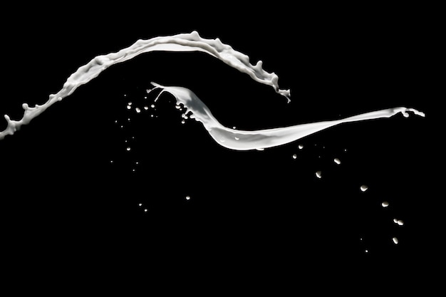 milk or white liquid splash  on black background