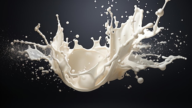 milk or white liquid splash isolated on black background