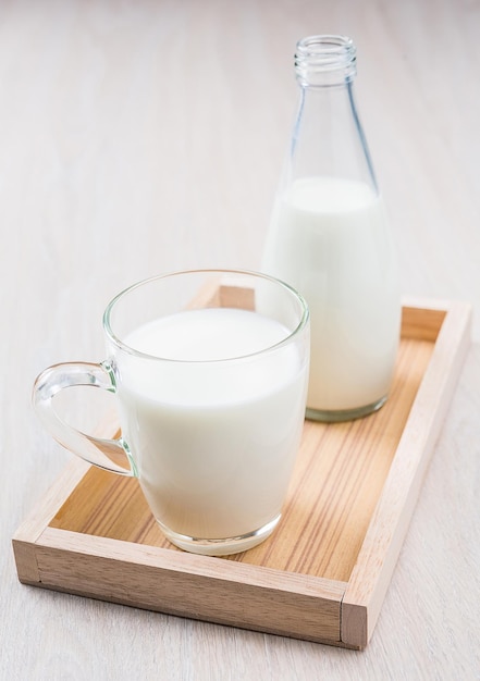 Milk on the wooden table