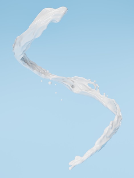 Photo milk or yogurt splash, milk spiral jet, white splash, 3d rendering.