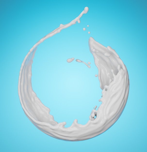 Milk or yogurt splash, white splash, 3d rendering.