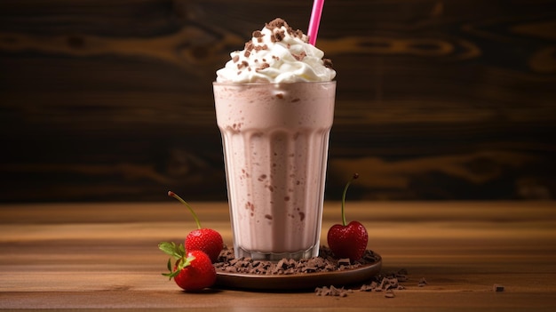 Milkshake op een houten achtergrond