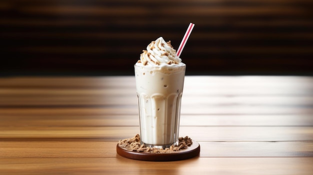 Milkshake op een houten achtergrond