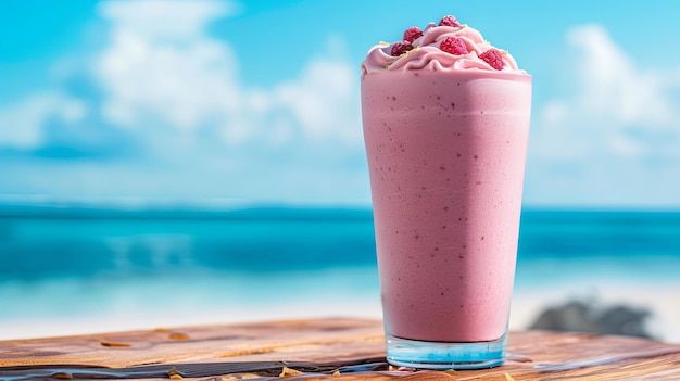 Milkshake op zee oceaan kust vakantie vakantie concept Banner achtergrondontwerp