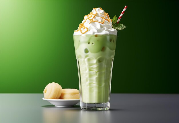 milkshake's smooth and creamy texture and the little pieces of honeydew mixed