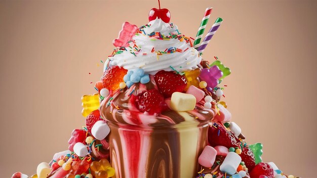 Milkshake with sweets