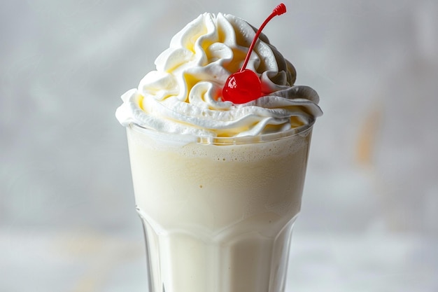 Milkshake with whipped cream and a cherry