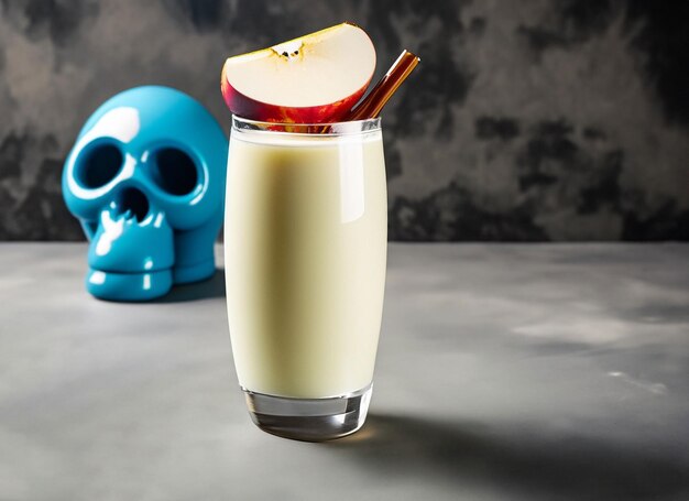 Milky coattail garnished with pineapple next bule mexican skull